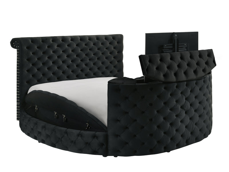Crownmark Voltare Bed w/ Fireplace & Tv Lift - Black