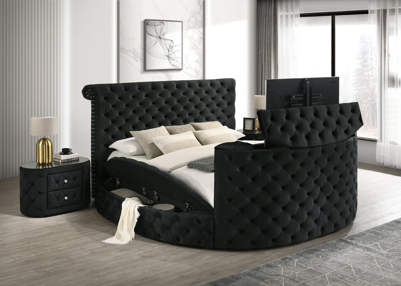 Voltare Bed w/ Fireplace & Tv Lift - Black