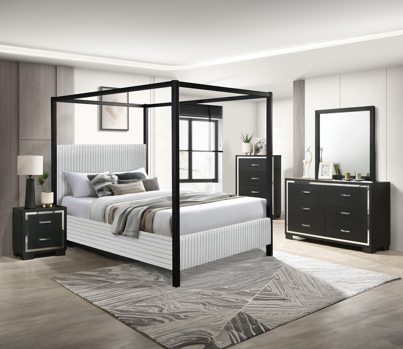 Cora Canopy Bed - Light Grey