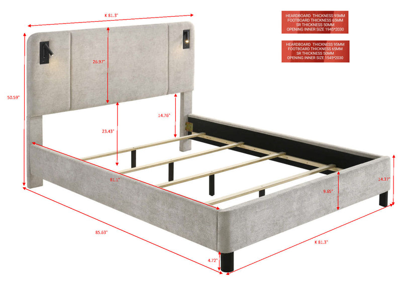 Freya Bed - Light Grey