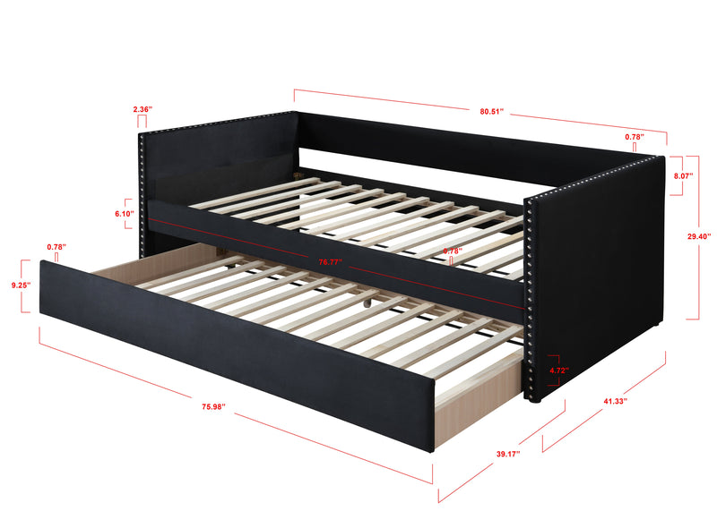 Crownmark Sadie Daybed - Black Velvet