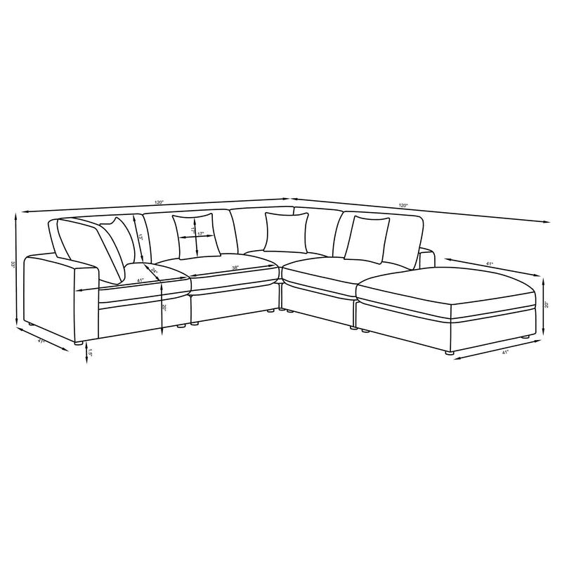 Serene 5-piece Upholstered Modular Sectional Sofa
