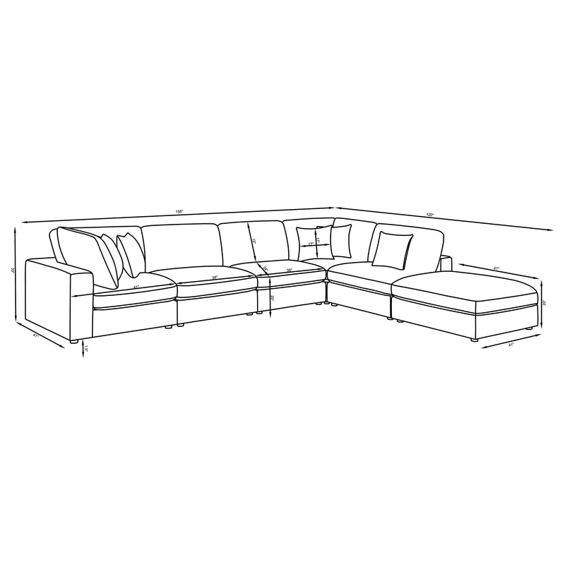 Serene 6-piece Upholstered Modular Sectional Sofa