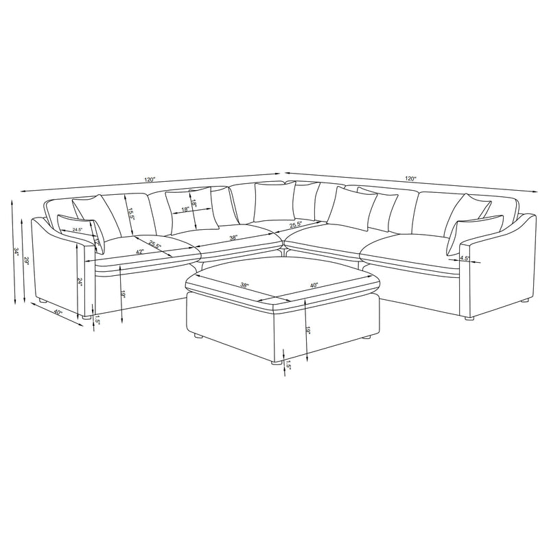 Hobson 6-piece Upholstered Modular Sectional Sofa