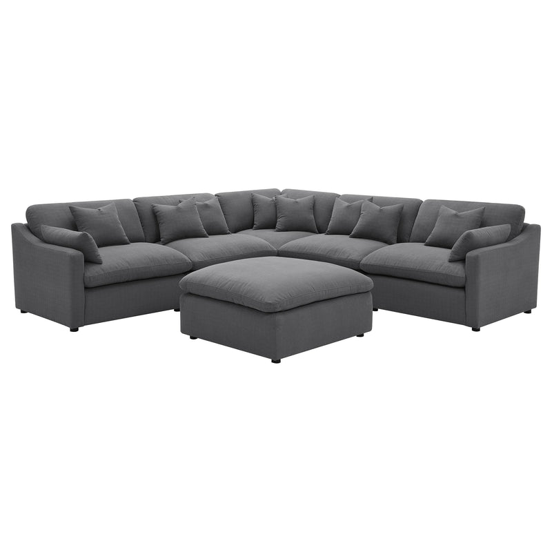 Hobson 6-piece Upholstered Modular Sectional Sofa Charcoal - alternate view