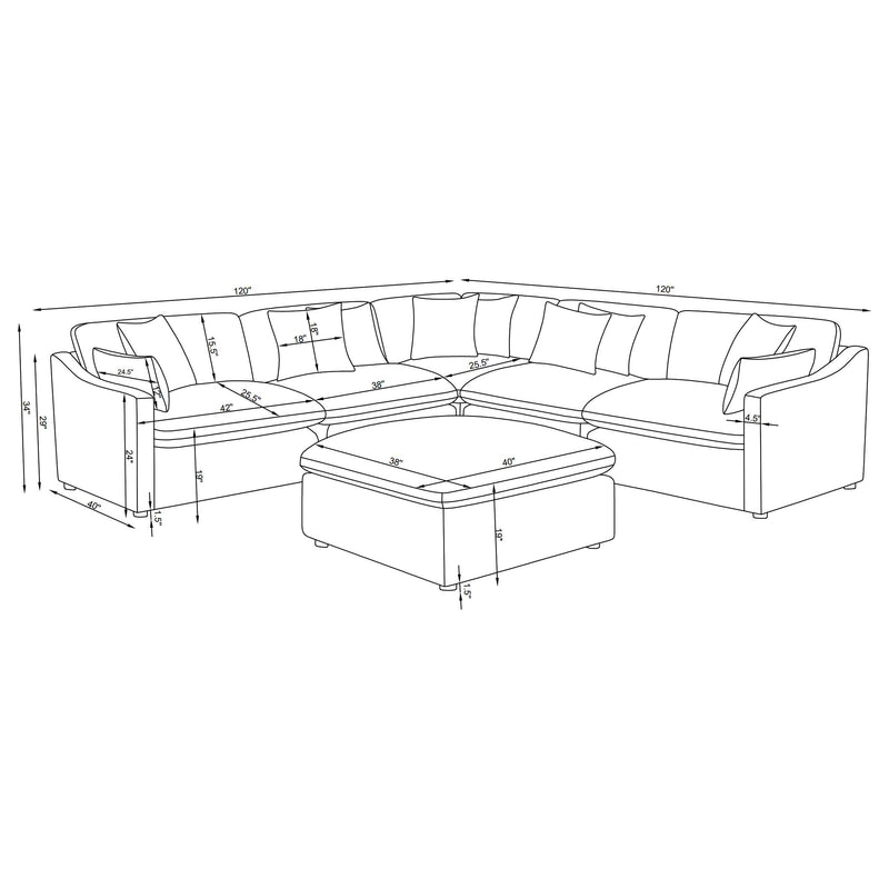 Hobson 6-piece Upholstered Modular Sectional Sofa