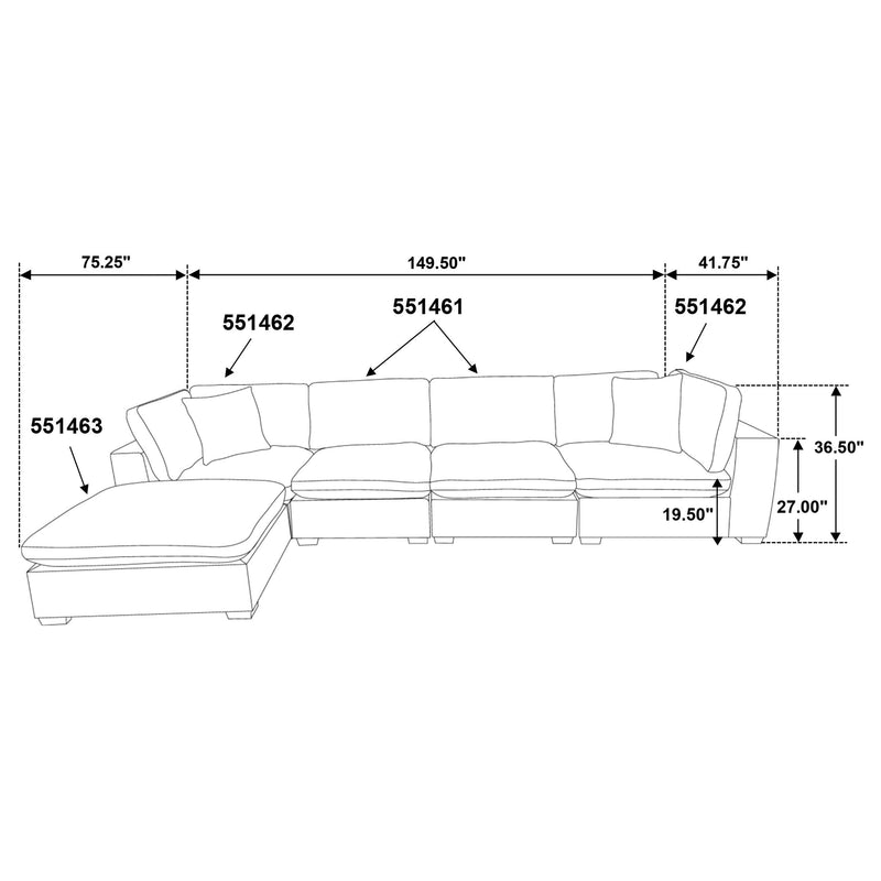 Lakeview 5-piece Upholstered Modular Sectional Sofa