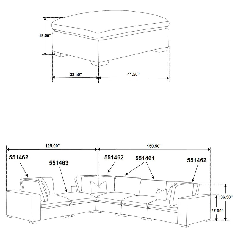 Lakeview 6-piece Upholstered Modular Sectional Sofa