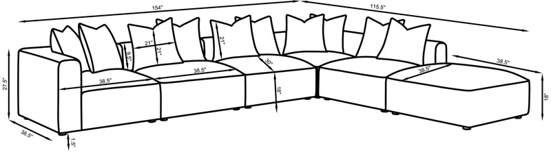 Jennifer 6-piece Upholstered Modular Sectional
