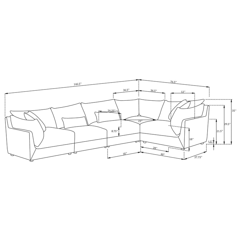 Sasha 5-piece Upholstered Modular Sectional