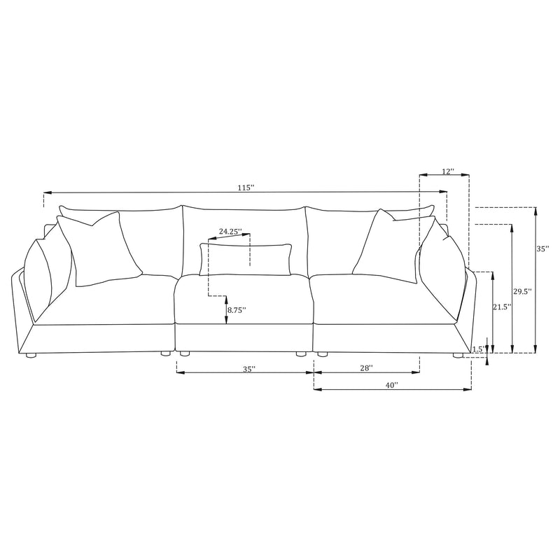 Sasha 3-Piece Upholstered Sofa