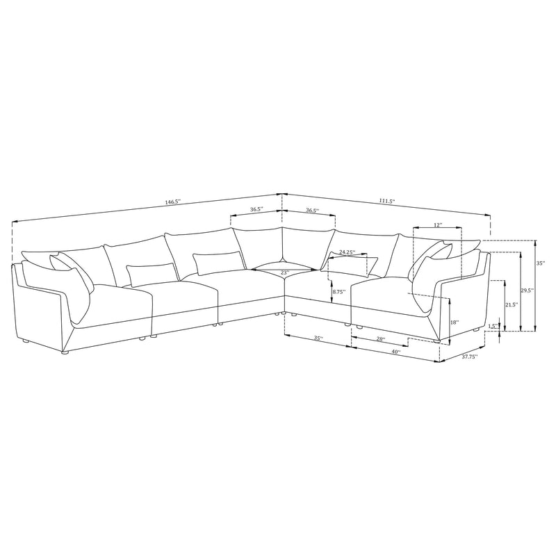 Sasha 6-Piece Upholstered Modular Sectional