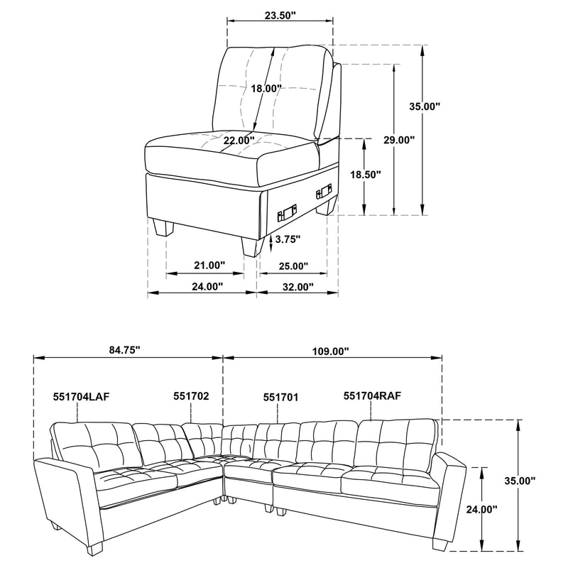 Georgina 4-piece Upholstered Modular Sectional