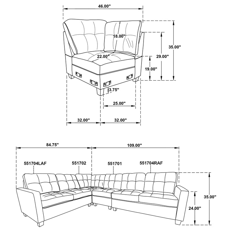 Georgina 4-piece Upholstered Modular Sectional Sofa
