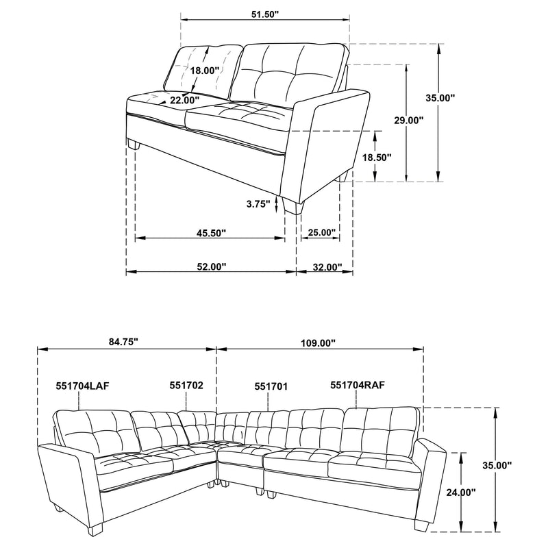 Georgina 4-piece Upholstered Modular Sectional Sofa