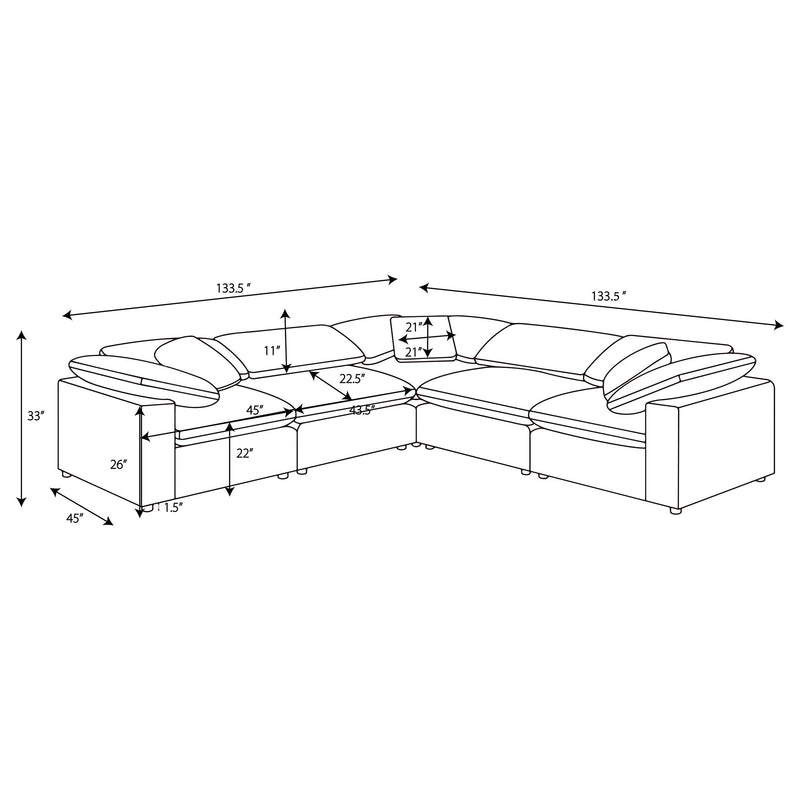 Raleigh 5-piece Boucle Upholstered Modular Sectional