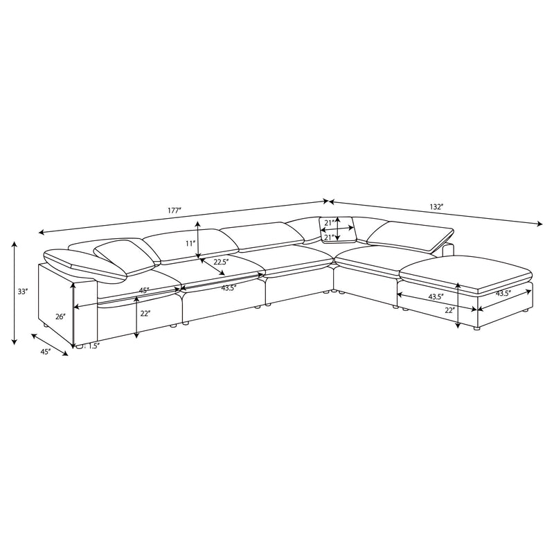 Raleigh 6-piece Boucle Upholstered Modular Sectional