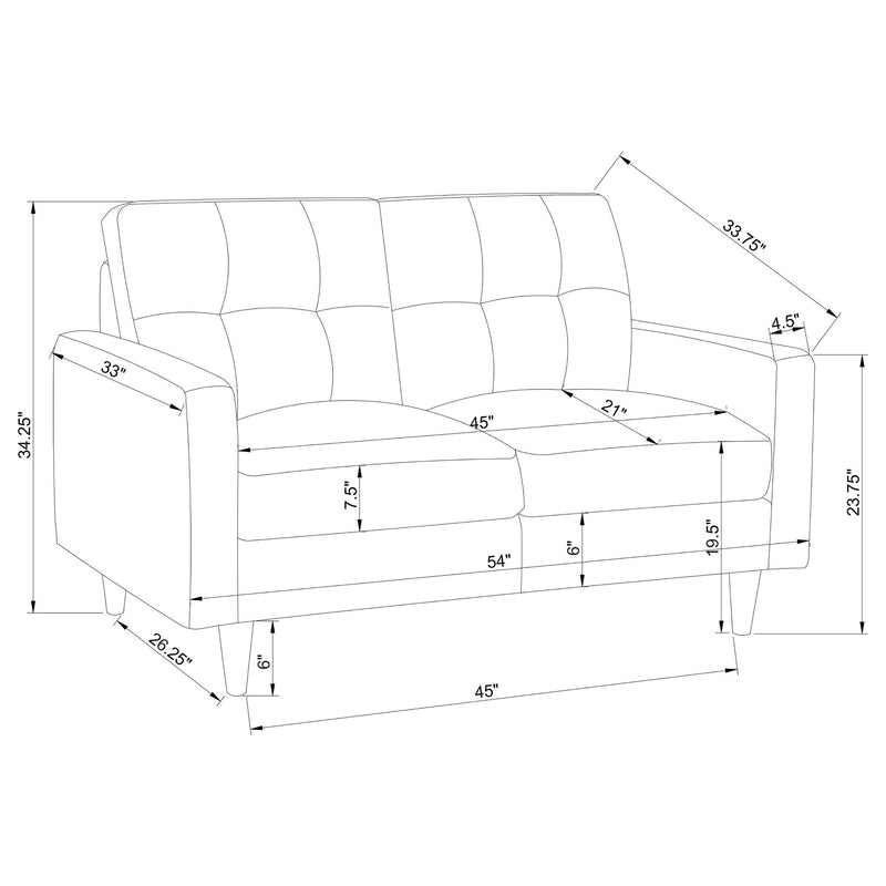 Watsonville Upholstered Track Arm Tufted Loveseat