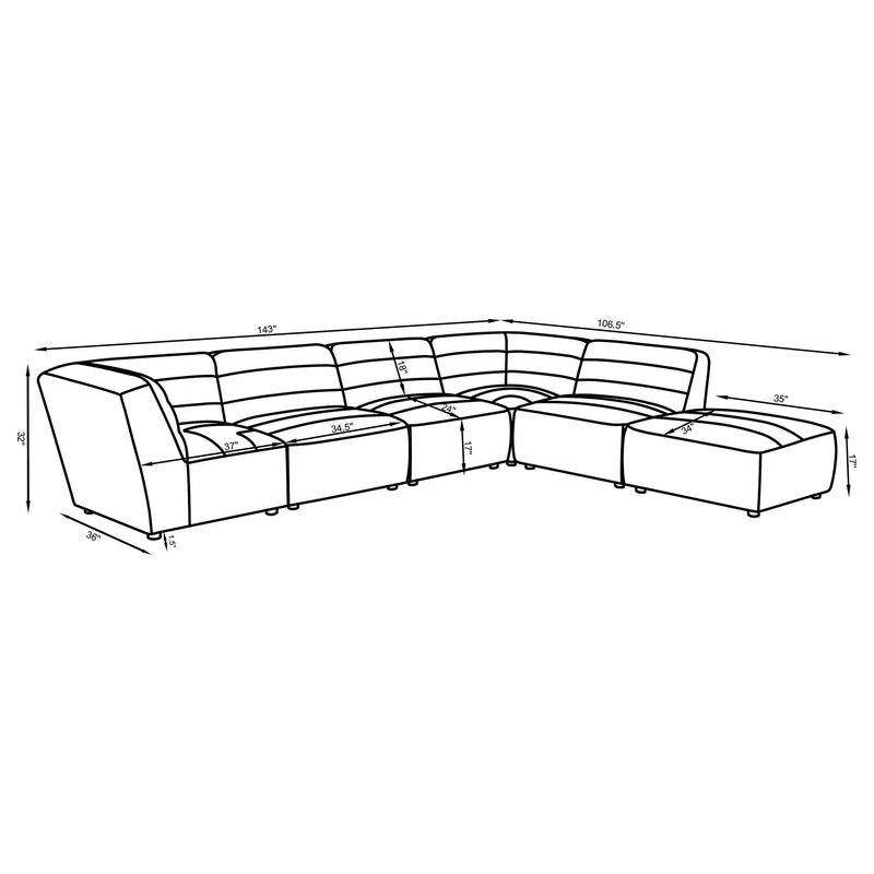 Sunny 6-piece Upholstered Modular Sectional Sofa