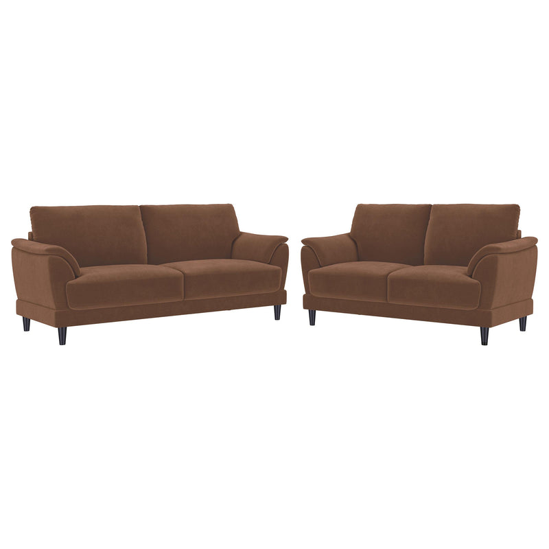 Selma 2-piece Velvet Upholstered Crescent Arm Sofa Set