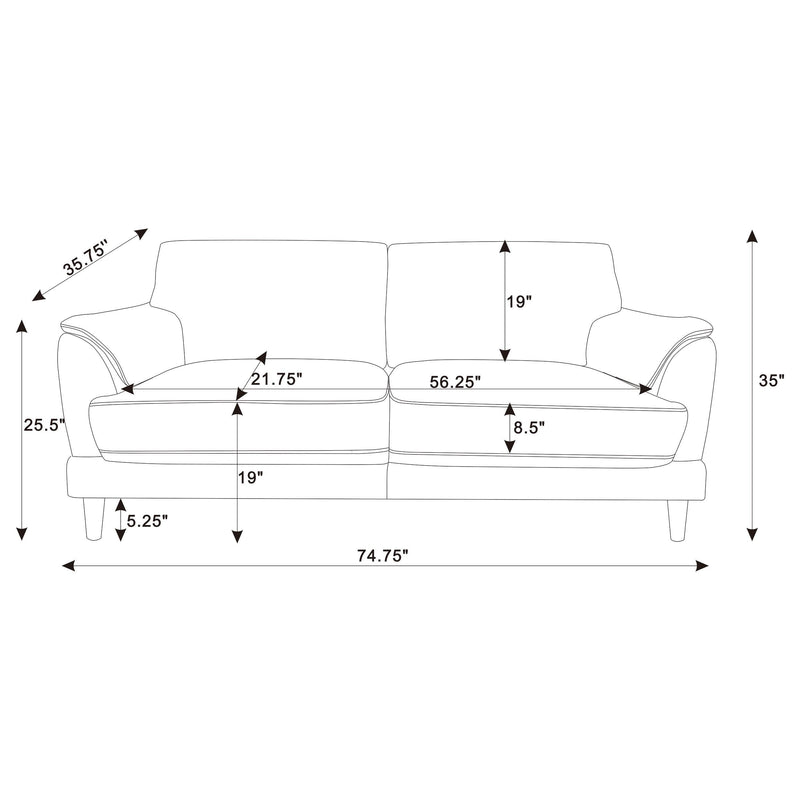 Selma 2-piece Velvet Upholstered Crescent Arm Sofa Set