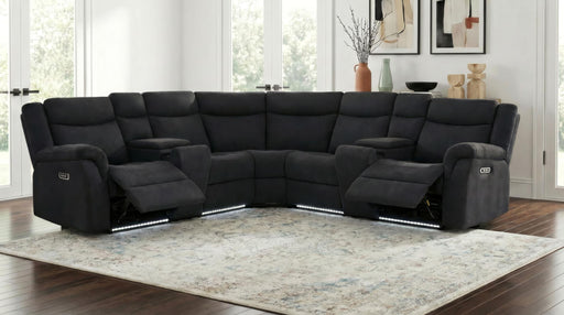 Hagen Upholstered Power Reclining Sectional Sofa Steel Grey - alternate view