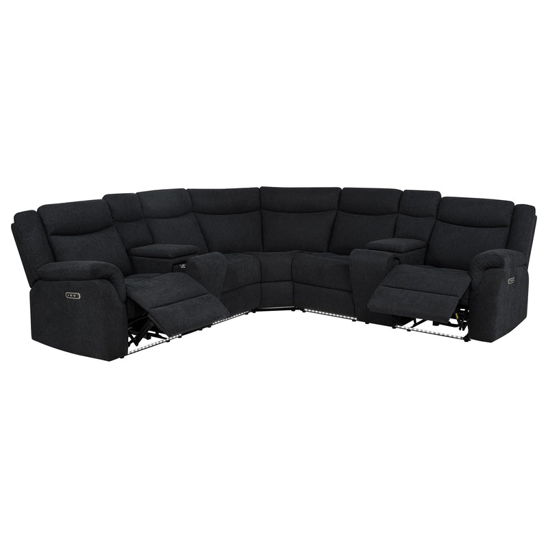 Hagen Upholstered Power Reclining Sectional Sofa Steel Grey - detail 4