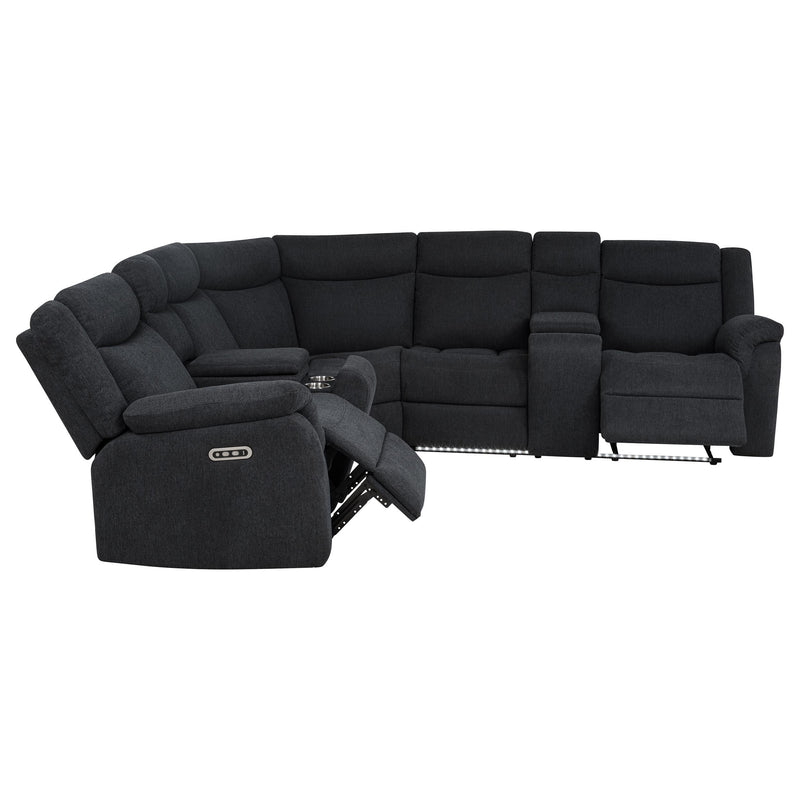 Hagen Upholstered Power Reclining Sectional Sofa Steel Grey - detail 9