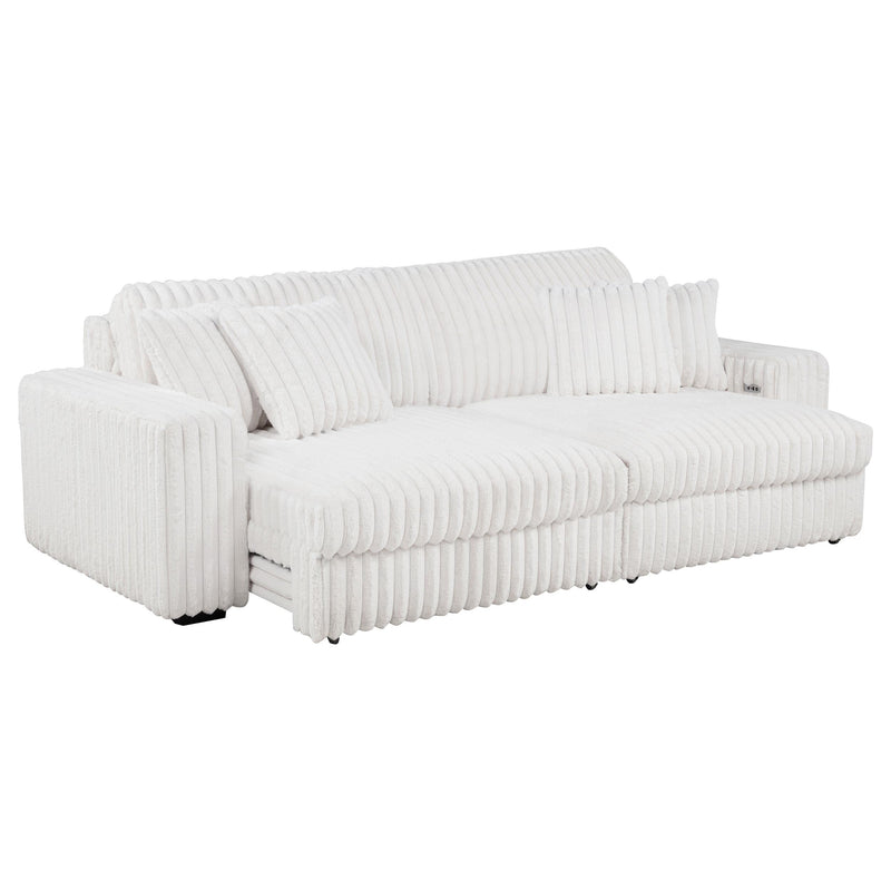 Jacana Corduroy Upholstered Dual Power Chaise Sofa