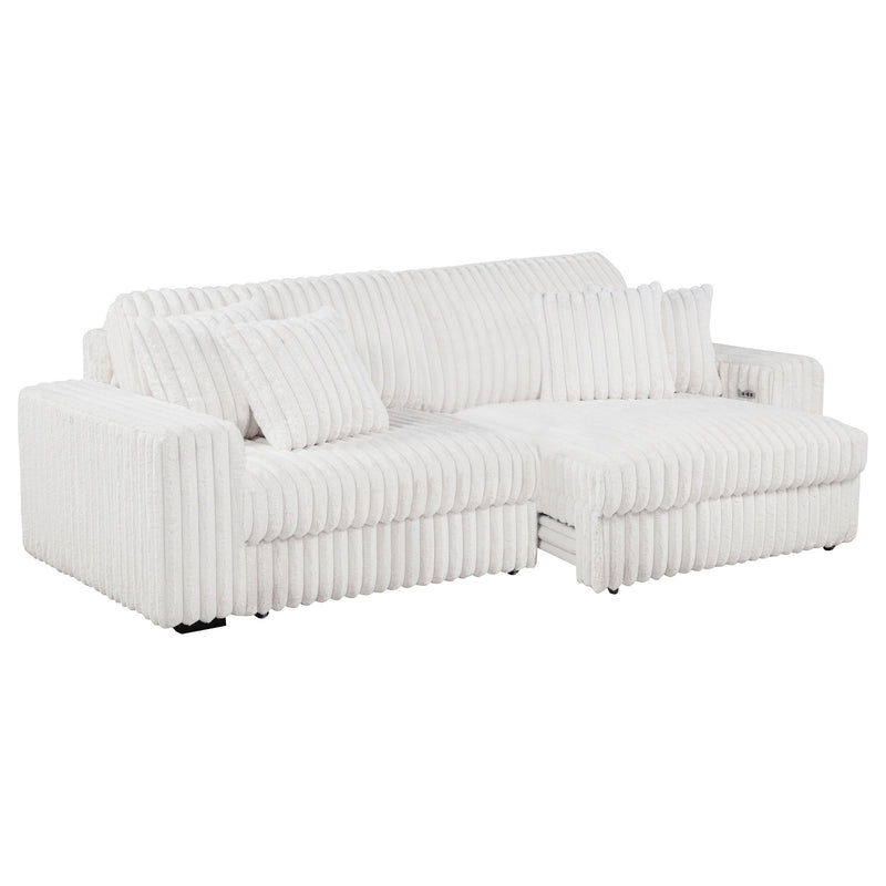 Jacana Corduroy Upholstered Dual Power Chaise Sofa