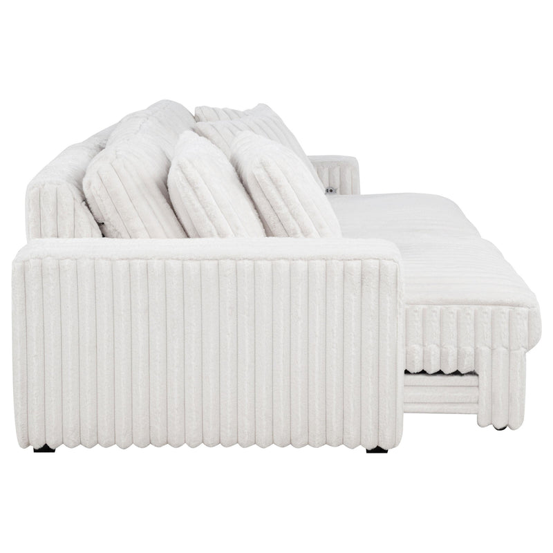 Jacana Corduroy Upholstered Dual Power Chaise Sofa