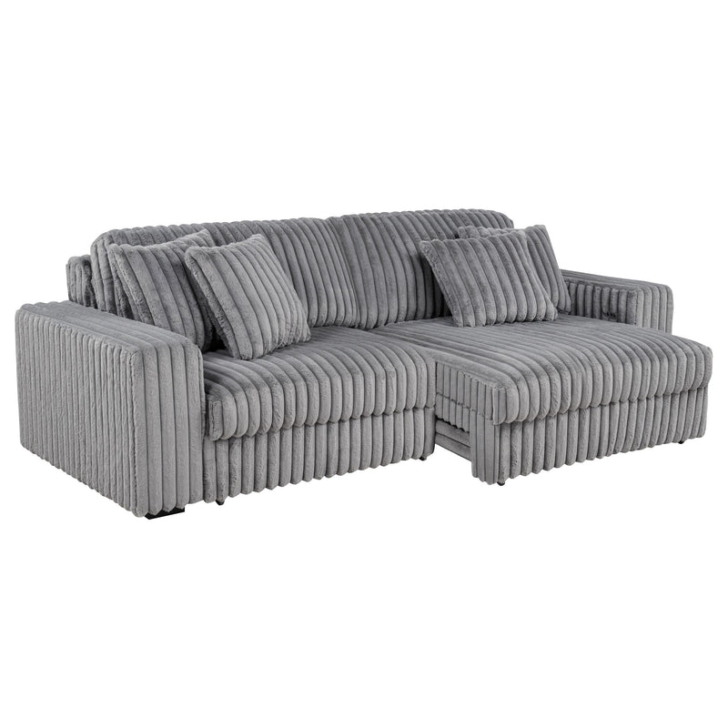 Jacana Corduroy Upholstered Dual Power Chaise Sofa
