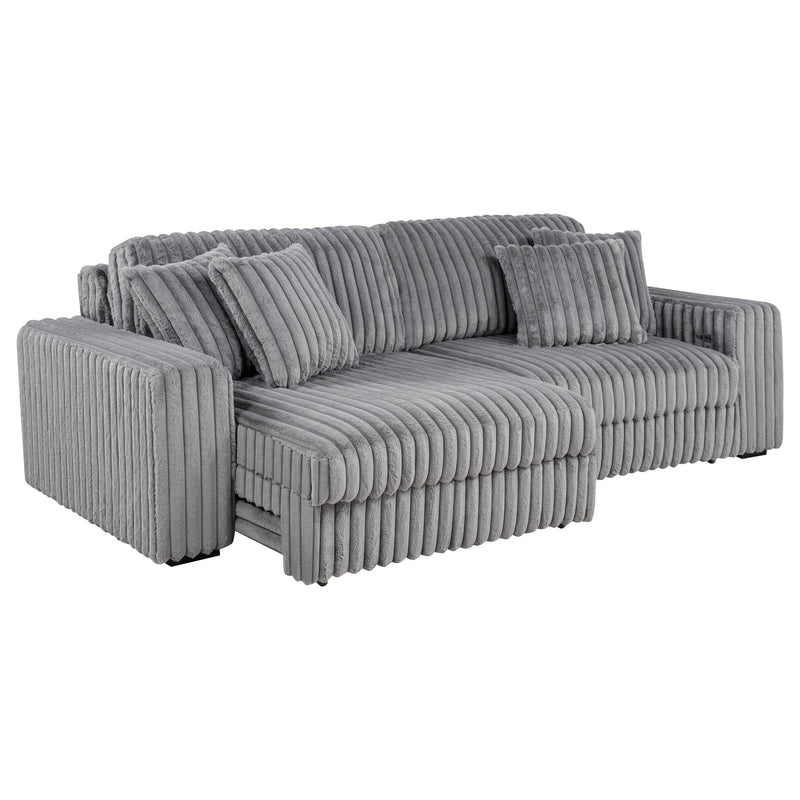 Jacana Corduroy Upholstered Dual Power Chaise Sofa