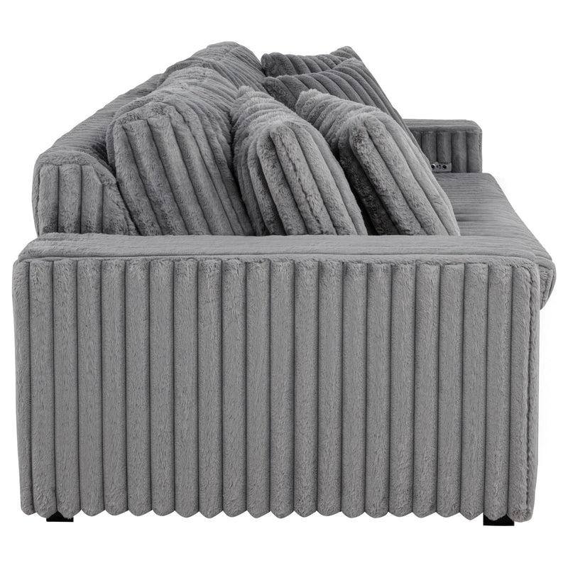 Jacana Corduroy Upholstered Dual Power Chaise Sofa
