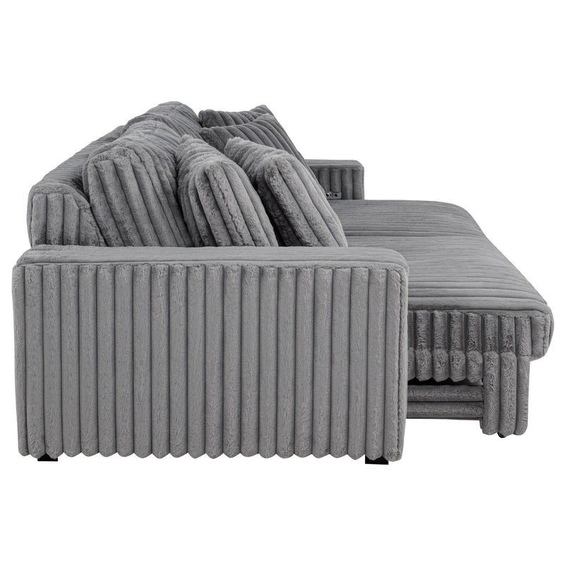 Jacana Corduroy Upholstered Dual Power Chaise Sofa