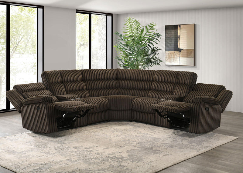 Atkinson Upholstered Reclining Sectional Sofa Chocolate - detail 3
