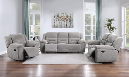 Gilson 3-piece Chenille Upholstered Reclining Sofa Set Grey - alternate view