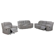Gilson 3-piece Chenille Upholstered Reclining Sofa Set Grey - detail 3