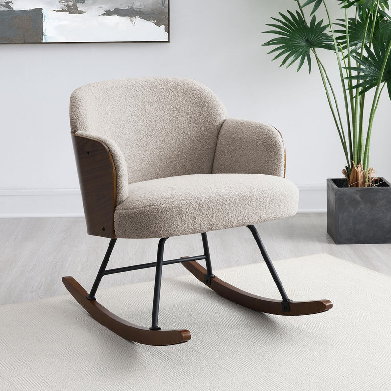 Paige Boucle Upholstered Mid Back Rocking Chair