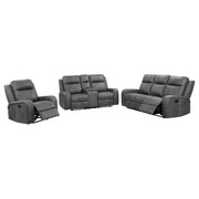 Raelynn 3-piece Upholstered Reclining Sofa Set Grey - detail 3