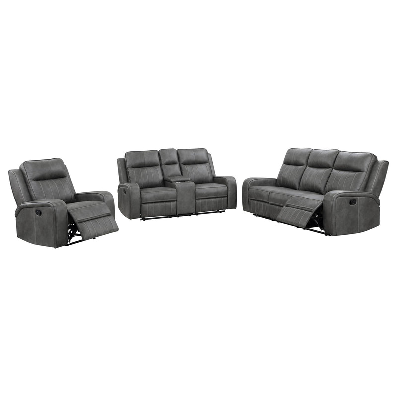 Raelynn 3-piece Upholstered Reclining Sofa Set Grey - detail 3