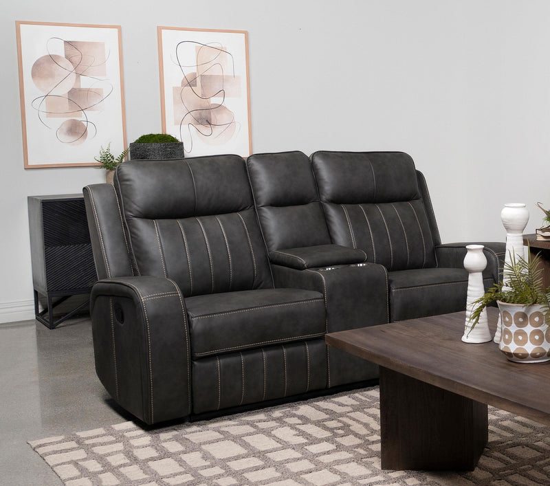 Raelynn Upholstered Track Arm Motion Loveseat
