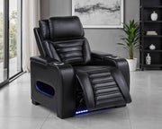 Zuma Faux Leather Upholstered Dual Power LED Recliner Black - alternate view