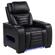 Zuma Faux Leather Upholstered Dual Power LED Recliner Black - detail 3