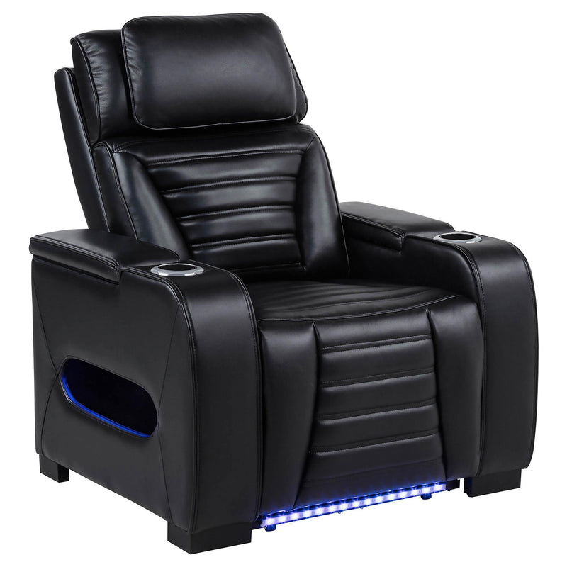 Zuma Faux Leather Upholstered Dual Power LED Recliner Black - detail 3