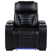 Zuma Faux Leather Upholstered Dual Power LED Recliner Black - detail 5
