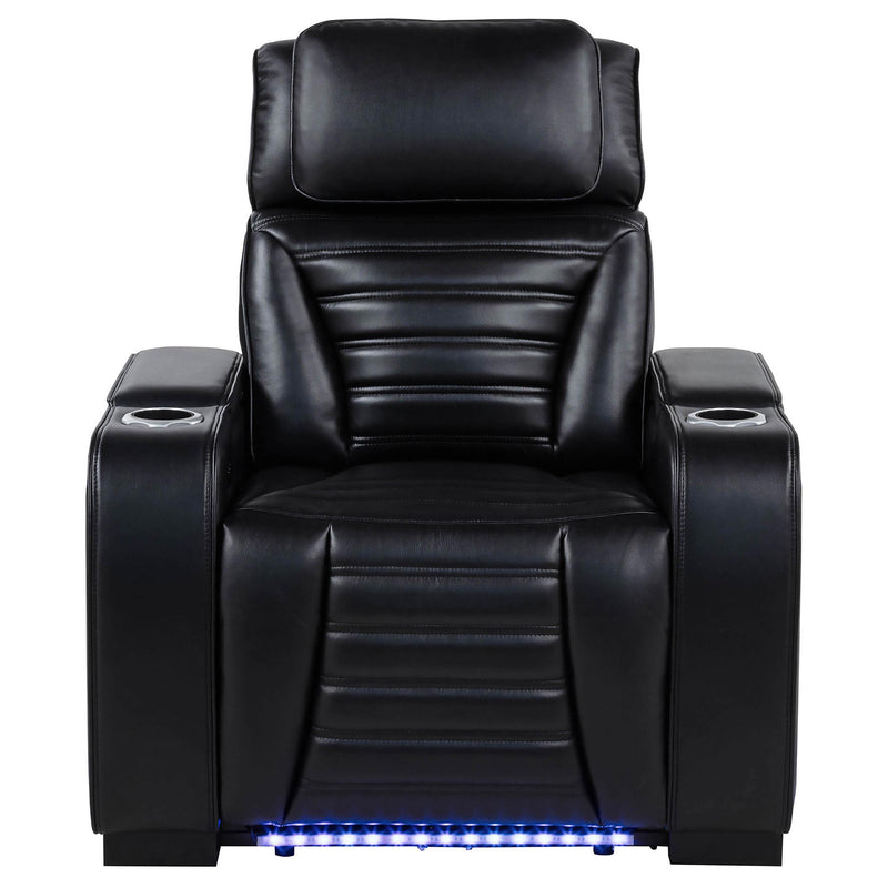 Zuma Faux Leather Upholstered Dual Power LED Recliner Black - detail 5