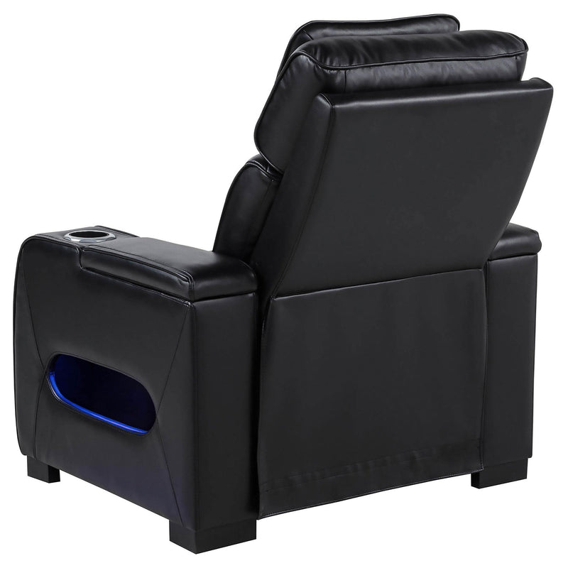 Zuma Faux Leather Upholstered Dual Power LED Recliner Black - detail 6