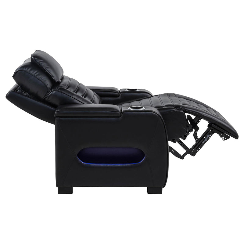Zuma Faux Leather Upholstered Dual Power LED Recliner Black - detail 7