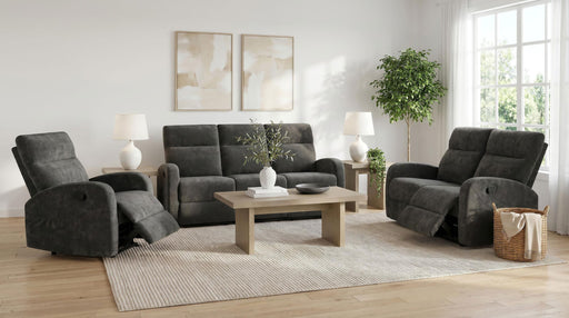 Hamilton 3-piece Chenille Manual Reclining Sofa Set Charcoal Grey - alternate view